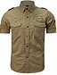 cheap Men&#039;s Casual Shirts-Men&#039;s Shirt Solid Colored Classic Collar Blue Army Green Khaki Short Sleeve Plus Size Daily Basic Slim Tops Military / Summer / Summer