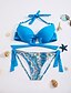 Недорогие Costume de baie pentru femei-Women&#039;s Swimwear Bikini Swimsuit Print Floral Green Watermelon Fuchsia Blue Beige Halter Neck Bathing Suits Floral / Padded Bras