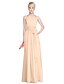 cheap Bridesmaid Dresses-Sheath / Column Jewel Neck Floor Length Chiffon Bridesmaid Dress with Sash / Ribbon / Pleats / Ruched / See Through