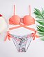 preiswerte Bikinis-Damen Boho Halter Bikinis Bademode Badeanzug - Blumen S M L Schwarz Wassermelone Fuchsia Orange Blau