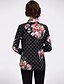 cheap Plus Size Tops-Women&#039;s Shirt Floral Shirt Collar Black Daily Clothing Apparel Streetwear / Winter / Long Sleeve