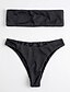 olcso Bikinik és fürdőruhák-Női Pánt nélküli Fekete Pánt nélküli Bugyik Bikini Fürdőruha - Egyszínű S M L