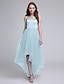 cheap Bridesmaid Dresses-A-Line Sweetheart Neckline Asymmetrical Satin / Tulle Bridesmaid Dress with Sash / Ribbon by LAN TING BRIDE®