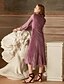 abordables Robes pour Femmes-Femme Vacances Rétro Manches Lanterne Midi Mince Gaine Robe - Dentelle, Couleur Pleine Taille haute Col en V Printemps Eté Rouge S M L Manches Longues