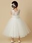 cheap Flower Girl Dresses-Princess Tea Length Flower Girl Dress Wedding Cute Prom Dress Lace with Lace Fit 3-16 Years