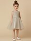 billiga 子供用ドレス-Princess Knee Length Pageant Flower Girl Dresses - Satin Sleeveless Scoop Neck with Sash / Ribbon / Criss Cross / Appliques