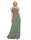 cheap Bridesmaid Dresses-Ball Gown Notched Floor Length Chiffon Bridesmaid Dress with Beading / Flower by LAN TING BRIDE®