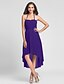 cheap Bridesmaid Dresses-A-Line / Ball Gown Halter Neck Knee Length / Asymmetrical Chiffon Bridesmaid Dress with Draping by LAN TING BRIDE® / Open Back