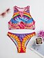 cheap Women&#039;s Swimwear &amp; Bikinis-Women&#039;s Boho Floral / Boho Rainbow Bikini Swimwear - Geometric M L XL / Racerback