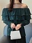 ieftine Bluze mărime mare-Pentru femei Tricou Bloc Culoare Stil Nautic Trifoi Roz Îmbujorat Alb Concediu Muncă Dantelă Îmbrăcăminte Șic Stradă / Iarnă / Manșon Lung / Sexy
