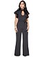 baratos Monos y peleles de mujer-Women&#039;s Daily Street chic Crew Neck Black Red Yellow Loose Jumpsuit, Solid Colored Peplum / Cut Out Petal Sleeves M L XL High Waist Sleeveless Summer / Sexy