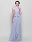 cheap Bridesmaid Dresses-Sheath / Column One Shoulder Floor Length Chiffon Bridesmaid Dress with Bow(s)