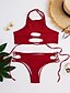 billige Bikinier-Dame Solid Snøre Rød Underbukser Bikini Badetøj - Ensfarvet Sexet Moderne Stil M L XL Rød