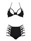 halpa Bikinit ja uima-asut-Naisten Uima-asut Bikinit Uimapuku Yhtenäinen Musta Riipuskaula Uimapuvut Yksivärinen Halkiot