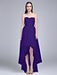 cheap Bridesmaid Dresses-A-Line Sweetheart Neckline Asymmetrical Tulle Bridesmaid Dress with Sash / Ribbon / Criss Cross / Ruched by LAN TING BRIDE®