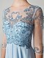 Χαμηλού Κόστους Φορέματα Χορού Αποφοίτησης-Βραδινή τουαλέτα Κομψό Φόρεμα Χοροεσπερίδα Επίσημο Βραδινό Μακρύ 3/4 Μήκος Μανικιού Με Κόσμημα Σιφόν με Κρυστάλλινη λεπτομέρεια Χάντρες 2024