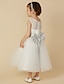 זול שמלות לילדות פרחים-גזרת A באורך הקרסול שמלה לנערת הפרחים  חתונה שמלת נשף חמודה שיפון עם סרט מתאים 3-16 שנים