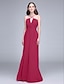 cheap Bridesmaid Dresses-Sheath / Column Spaghetti Strap Floor Length Chiffon Bridesmaid Dress with Criss Cross by LAN TING BRIDE® / Open Back