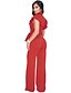 baratos Monos y peleles de mujer-Women&#039;s Daily Street chic Crew Neck Black Red Yellow Loose Jumpsuit, Solid Colored Peplum / Cut Out Petal Sleeves M L XL High Waist Sleeveless Summer / Sexy