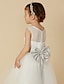 זול שמלות לילדות פרחים-גזרת A באורך הקרסול שמלה לנערת הפרחים  חתונה שמלת נשף חמודה שיפון עם סרט מתאים 3-16 שנים
