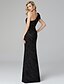 cheap Evening Dresses-Sheath / Column Celebrity Style Formal Evening Black Tie Gala Dress One Shoulder Short Sleeve Floor Length Charmeuse with Pleats Beading 2021