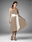 זול חנות החתונות-נשף / גזרת A שמלה לשושבינה  סטרפלס ללא שרוולים בלוק צבע באורך  הברך סאטן עם סרט 2022