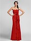 Χαμηλού Κόστους Φορέματα Παρανύμφων-Ίσια Γραμμή Φόρεμα Παρανύμφων Καρδιά Αμάνικο Λουλουδάτο Μακρύ Σιφόν με Που καλύπτει / Με διαδοχικές σούρες / Λουλούδι 2022