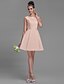 cheap The Wedding Store-A-Line Bridesmaid Dress Bateau Neck Sleeveless Short / Mini Satin with Bow(s)