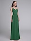 cheap Bridesmaid Dresses-Sheath / Column Spaghetti Strap Floor Length Chiffon Bridesmaid Dress with Lace by LAN TING BRIDE®