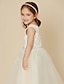זול שמלות לילדות פרחים-גזרת A באורך  הברך שמלה לנערת הפרחים  חתונה שמלת נשף חמודה תחרה עם חרוזים מתאים 3-16 שנים