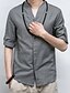 cheap Men&#039;s Shirts-Men&#039;s Daily Shirt Solid Colored Long Sleeve Tops Linen Basic V Neck White Navy Blue Beige