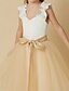 Χαμηλού Κόστους Λουλουδάτα φορέματα για κορίτσια-Πριγκίπισσα Μέχρι το γόνατο Φόρεμα για Κοριτσάκι Λουλουδιών Χαριτωμένο φόρεμα χορού Σατέν με Ζώνη / Κορδέλα Κατάλληλο 3-16 ετών