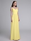 cheap Bridesmaid Dresses-Sheath / Column Spaghetti Strap Floor Length Chiffon Bridesmaid Dress with Lace by LAN TING BRIDE®