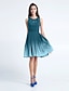 cheap Bridesmaid Dresses-A-Line Bridesmaid Dress Scoop Neck Sleeveless Knee Length Chiffon with Ruched