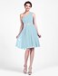 cheap Bridesmaid Dresses-Ball Gown / A-Line One Shoulder Knee Length Chiffon Bridesmaid Dress with Beading / Draping / Side Draping