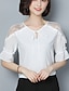 baratos Blusas e Camisas de mulher-Mulheres Blusa Moda de Rua Sólido Algodão Branco L