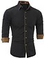 baratos camisas masculinas casuais-Homens Camisa Social Cor Sólida Colarinho de Camisa Branco Preto Cinzento Manga Longa Tamanho Grande Diário Trabalho Blusas Negócio