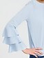 cheap Plus Size Tops-Women&#039;s T shirt Solid Colored Round Neck Daily Sports Long Sleeve Loose Tops Active Streetwear Blue / Petal Sleeves / Sexy