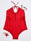 preiswerte Einteilige Badeanzüge-Damen solide Sport Einteiler Badeanzug Solide Halter Bademode Badeanzüge Weiß Schwarz Rot / Sexy