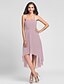 cheap Bridesmaid Dresses-A-Line / Ball Gown Halter Neck Knee Length / Asymmetrical Chiffon Bridesmaid Dress with Draping by LAN TING BRIDE® / Open Back