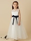 cheap Flower Girl Dresses-A-Line Ankle Length Flower Girl Dress First Communion Cute Prom Dress Lace with Sash / Ribbon Tutu Fit 3-16 Years