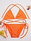 billiga Bikinis och badkläder-Dam Färgblock Blom Sport Halterneck Vit Svart Purpur Bikini Badkläder Baddräkt - Enfärgad S M L Vit