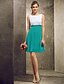 cheap Bridesmaid Dresses-A-Line Bateau Neck Short / Mini Chiffon Bridesmaid Dress with Pleats by LAN TING BRIDE®