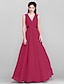 cheap Bridesmaid Dresses-A-Line Bridesmaid Dress V Neck Sleeveless Open Back Floor Length Chiffon with Sash / Ribbon / Bow(s) / Side Draping