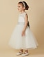 cheap Flower Girl Dresses-A-Line Tea Length Flower Girl Dress Wedding Cute Prom Dress Chiffon with Sash / Ribbon Fit 3-16 Years