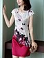 cheap Print Dresses-Women&#039;s Plus Size Daily Slim Shift Dress - Floral Print Summer Blue Red M L XL XXL