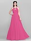 cheap Bridesmaid Dresses-A-Line Bridesmaid Dress Jewel Neck Sleeveless Elegant Floor Length Chiffon with Sash / Ribbon / Ruched / Draping