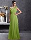 cheap Bridesmaid Dresses-Sheath / Column Bridesmaid Dress One Shoulder Sleeveless Floral Floor Length Chiffon with Pleats / Draping / Flower 2022