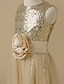 Недорогие Детские праздничные платья-A-Line Ankle Length Tulle / Sequined Sleeveless Jewel Neck with Sash / Ribbon / Pleats / Sequin