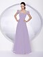 cheap The Wedding Store-Ball Gown / A-Line Bridesmaid Dress Off Shoulder Short Sleeve Elegant Floor Length Chiffon with Sash / Ribbon / Pleats 2022
